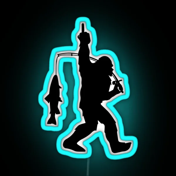 Funny Big Foot Yeti Fishing Car Window Bumper RGB Neon Sign