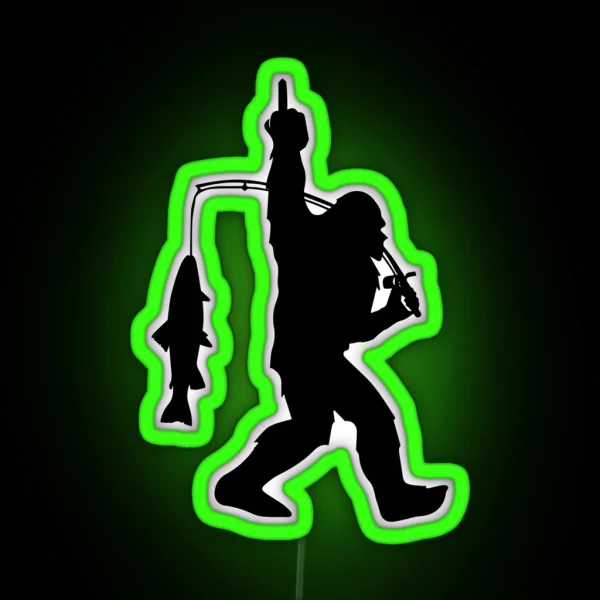 Funny Big Foot Yeti Fishing Car Window Bumper RGB Neon Sign