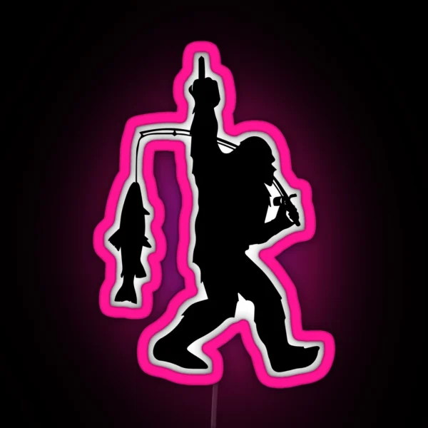 Funny Big Foot Yeti Fishing Car Window Bumper RGB Neon Sign