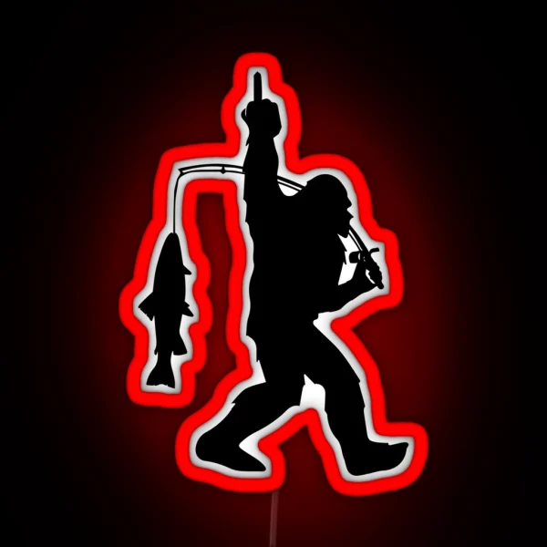 Funny Big Foot Yeti Fishing Car Window Bumper RGB Neon Sign