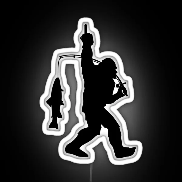 Funny Big Foot Yeti Fishing Car Window Bumper RGB Neon Sign