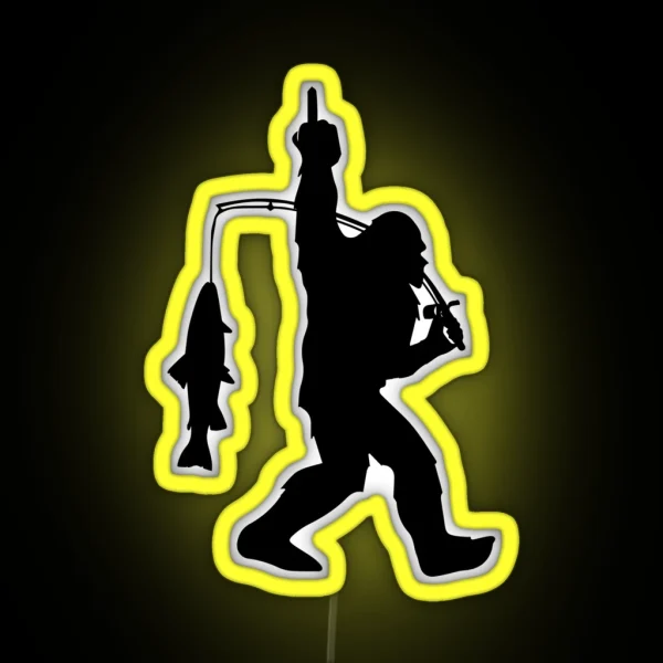 Funny Big Foot Yeti Fishing Car Window Bumper RGB Neon Sign