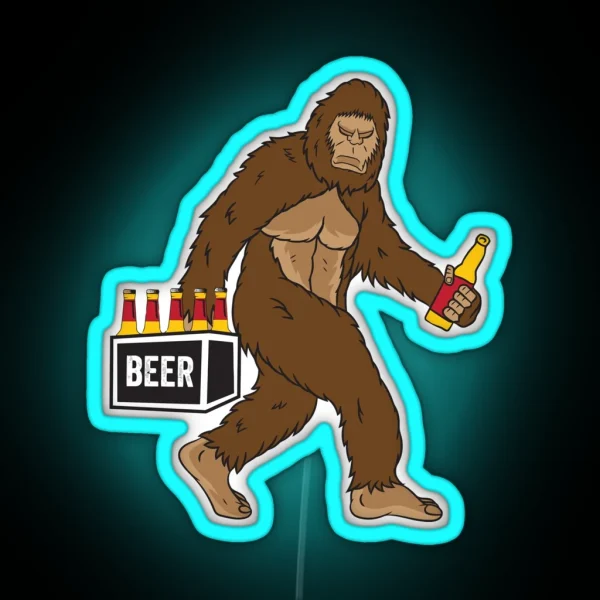 Funny Bigfoot Carrying Drinking Beer RGB Neon Sign