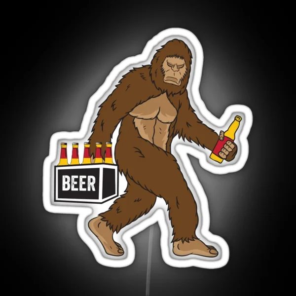 Funny Bigfoot Carrying Drinking Beer RGB Neon Sign