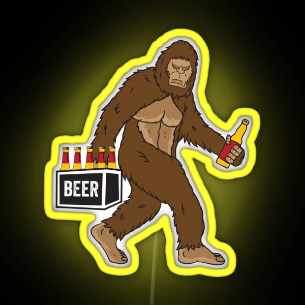 Funny Bigfoot Carrying Drinking Beer RGB Neon Sign