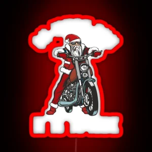 Funny Biker Santa Claus Riding A Bike Motorcycle Christmas Gifts RGB Neon Sign