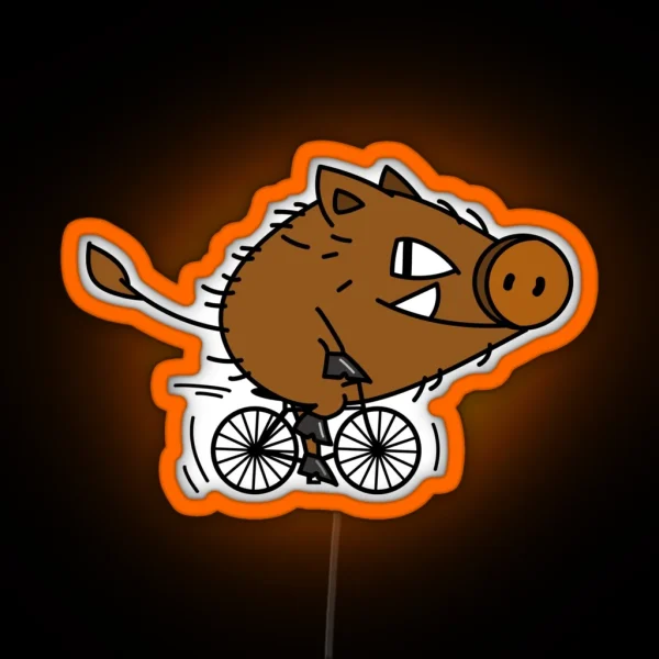 Funny Boar Rides A Bicycle RGB Neon Sign