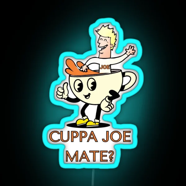 Funny Cartoon Cuppa Joe RGB Neon Sign