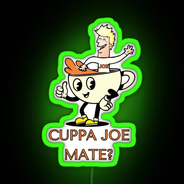 Funny Cartoon Cuppa Joe RGB Neon Sign