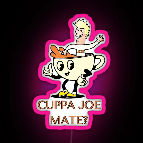 Funny Cartoon Cuppa Joe RGB Neon Sign