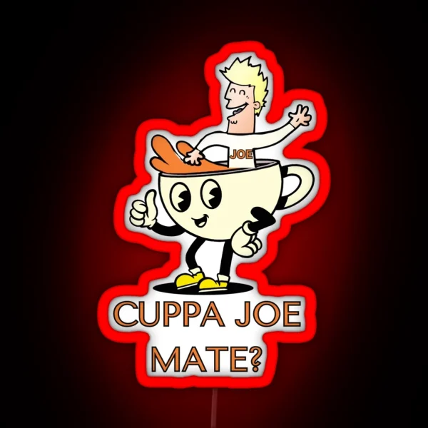 Funny Cartoon Cuppa Joe RGB Neon Sign