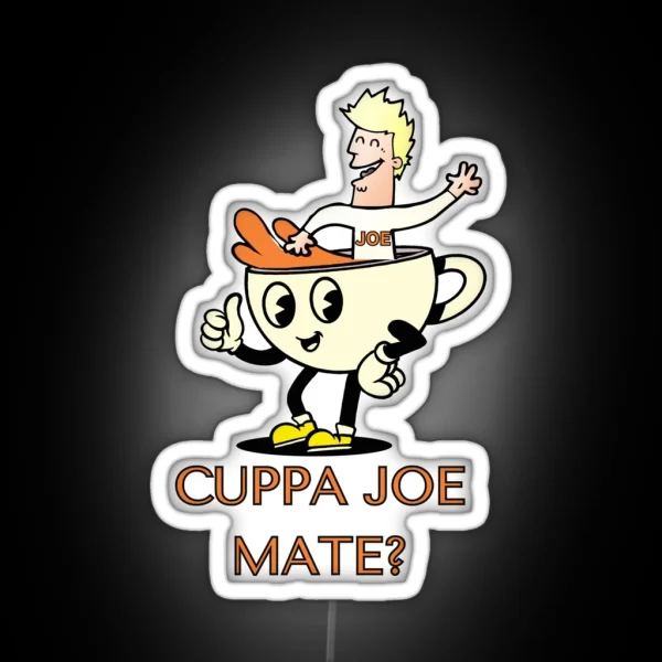 Funny Cartoon Cuppa Joe RGB Neon Sign