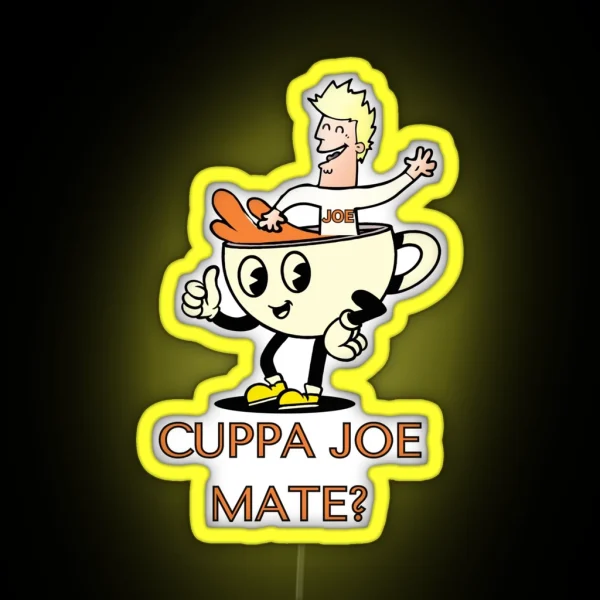 Funny Cartoon Cuppa Joe RGB Neon Sign