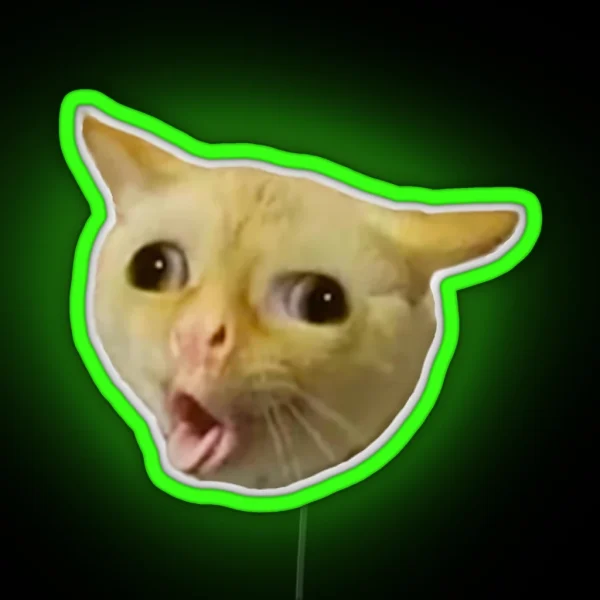 Funny Cat Coughing Meme RGB Neon Sign