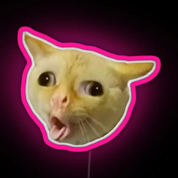 Funny Cat Coughing Meme RGB Neon Sign