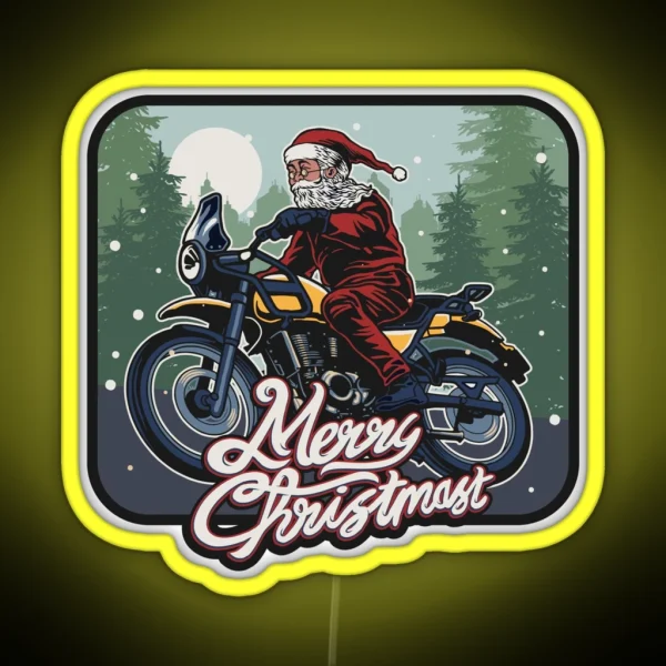 Funny Christmas 2021 Santa Claus On A Motorcycle For RGB Neon Sign
