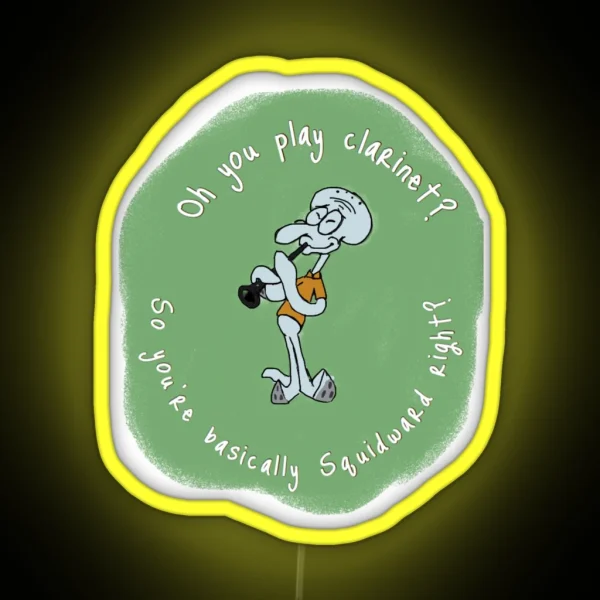 Funny Clarinet Squidward RGB Neon Sign