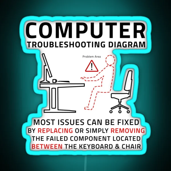 Funny Computer IT Troubleshooting Repair Guide RGB Neon Sign