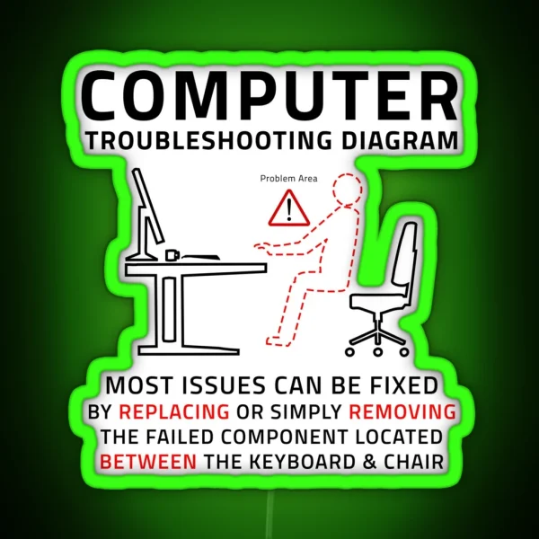 Funny Computer IT Troubleshooting Repair Guide RGB Neon Sign