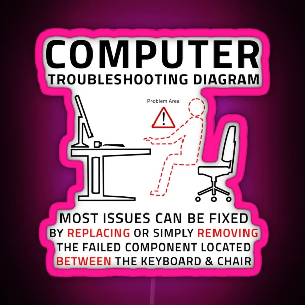 Funny Computer IT Troubleshooting Repair Guide RGB Neon Sign
