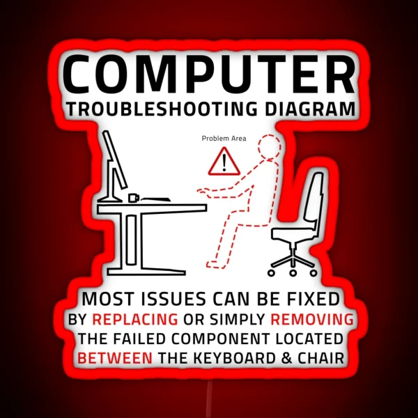 Funny Computer IT Troubleshooting Repair Guide RGB Neon Sign
