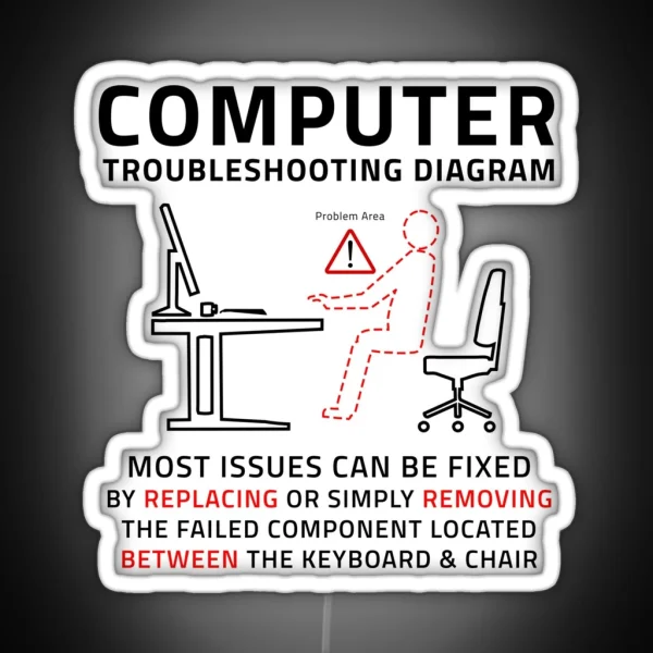 Funny Computer IT Troubleshooting Repair Guide RGB Neon Sign