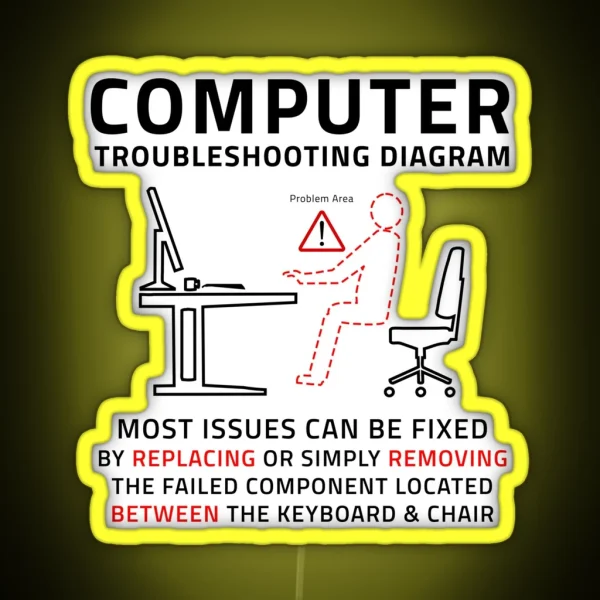 Funny Computer IT Troubleshooting Repair Guide RGB Neon Sign