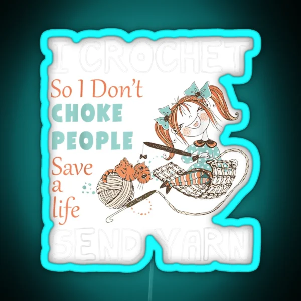 Funny Crocheting Crocheter Hook Knitting RGB Neon Sign