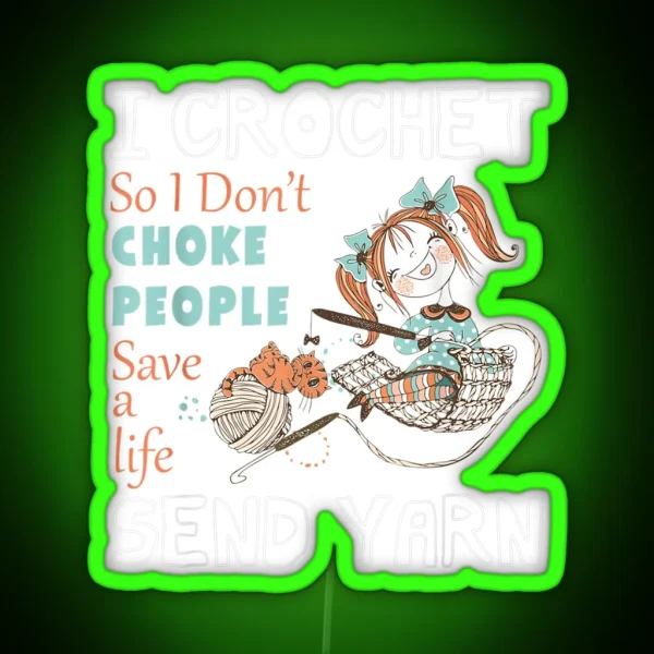 Funny Crocheting Crocheter Hook Knitting RGB Neon Sign