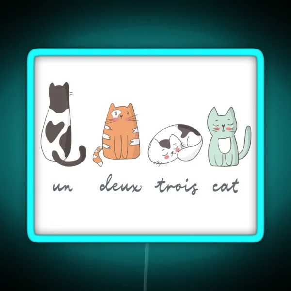 Funny Cute French Cats RGB Neon Sign