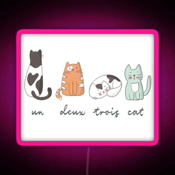 Funny Cute French Cats RGB Neon Sign
