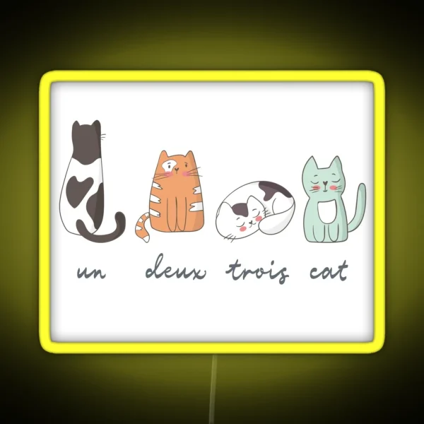 Funny Cute French Cats RGB Neon Sign
