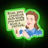 Funny Grammar Humor Practice Safe Text Retro Lady RGB Neon Sign - Image 4