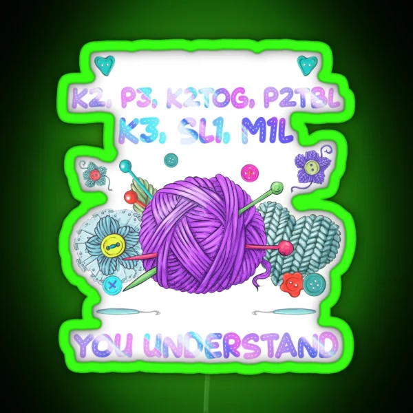 Funny Knitting Things Quilting Sewing Birthday Led Knit RGB Neon Sign