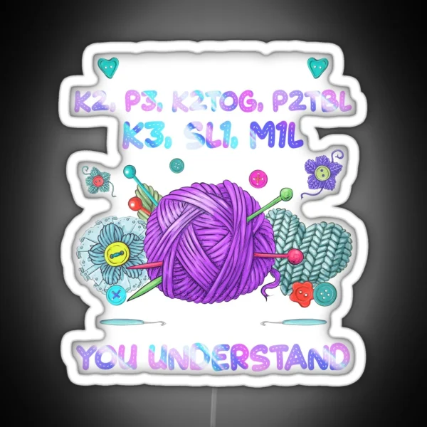 Funny Knitting Things Quilting Sewing Birthday Led Knit RGB Neon Sign