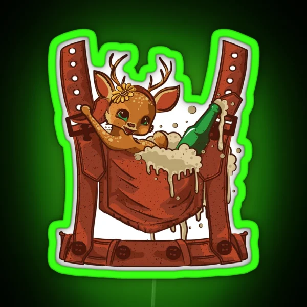 Funny Oktoberfest Lederhosen Costume German Beer Fest RGB Neon Sign