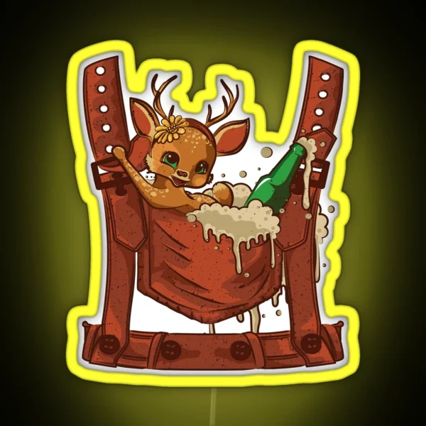 Funny Oktoberfest Lederhosen Costume German Beer Fest RGB Neon Sign