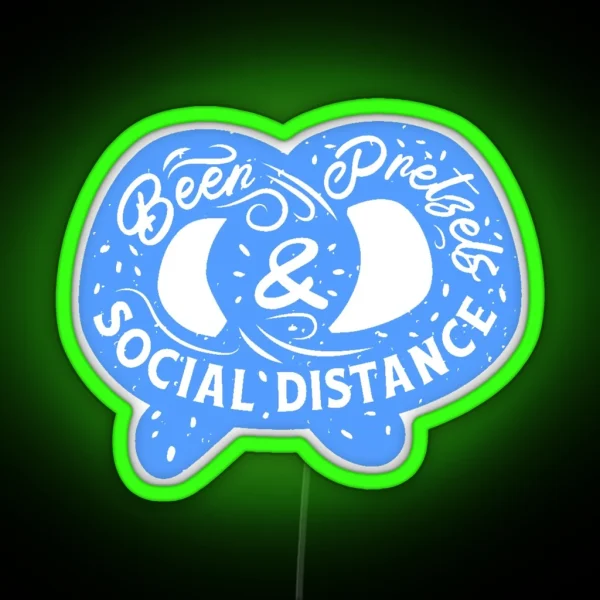 Funny Oktoberfest Pretzel Social Distancing Covid RGB Neon Sign