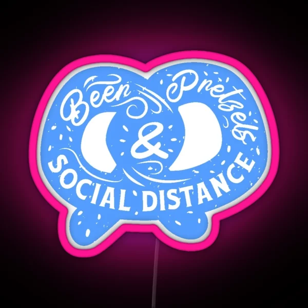 Funny Oktoberfest Pretzel Social Distancing Covid RGB Neon Sign