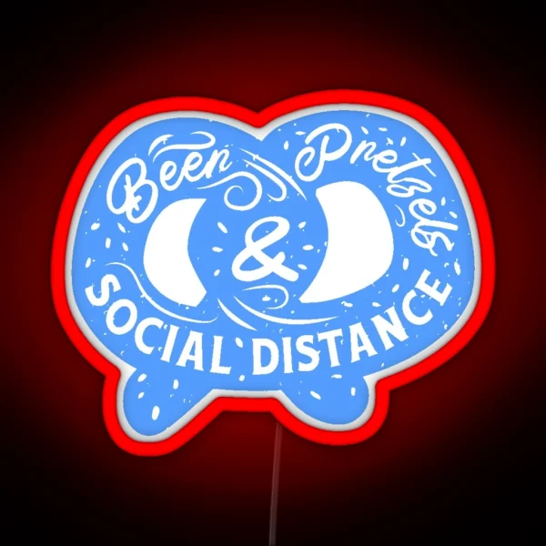 Funny Oktoberfest Pretzel Social Distancing Covid RGB Neon Sign