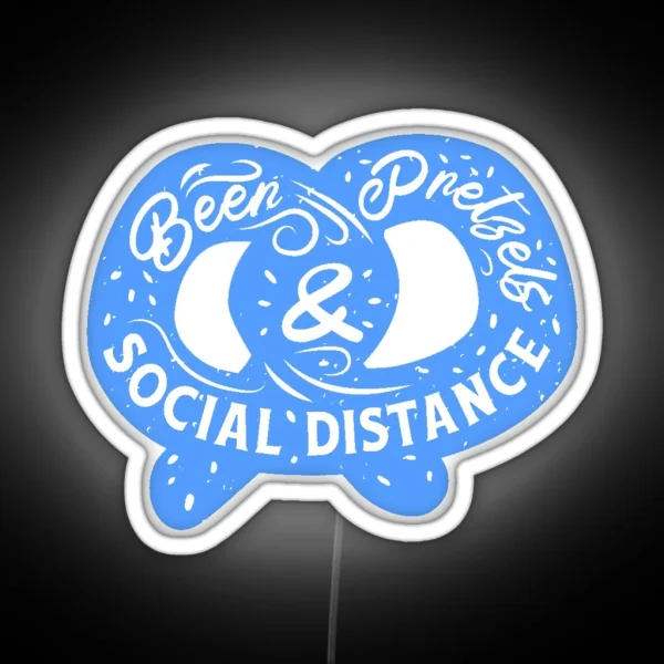 Funny Oktoberfest Pretzel Social Distancing Covid RGB Neon Sign