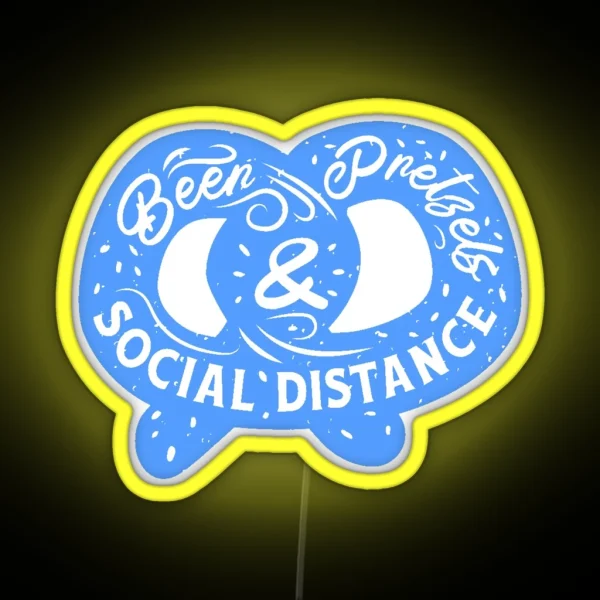 Funny Oktoberfest Pretzel Social Distancing Covid RGB Neon Sign