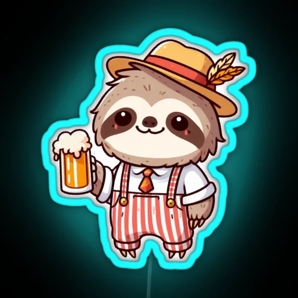 Funny Oktoberfest Sloth RGB Neon Sign