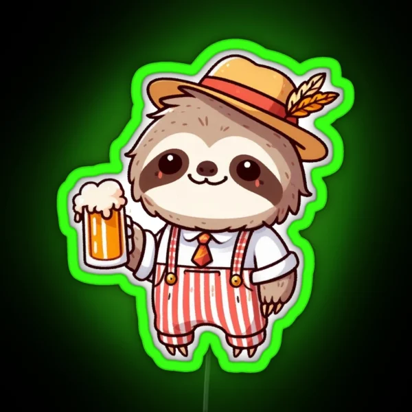 Funny Oktoberfest Sloth RGB Neon Sign