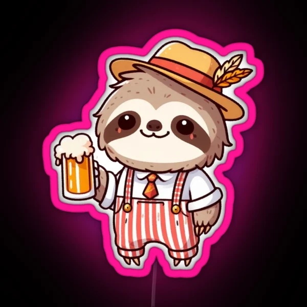 Funny Oktoberfest Sloth RGB Neon Sign