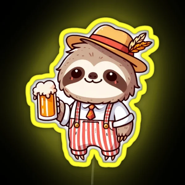 Funny Oktoberfest Sloth RGB Neon Sign