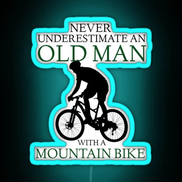 Funny Old Man Mountain Bike RGB Neon Sign