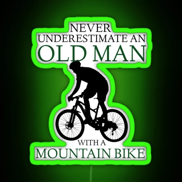 Funny Old Man Mountain Bike RGB Neon Sign