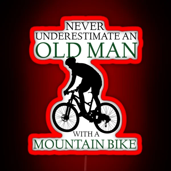 Funny Old Man Mountain Bike RGB Neon Sign
