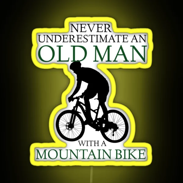 Funny Old Man Mountain Bike RGB Neon Sign